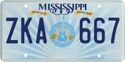 MS license plate ZKA667