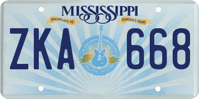 MS license plate ZKA668