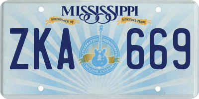 MS license plate ZKA669