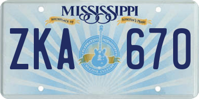MS license plate ZKA670