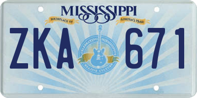 MS license plate ZKA671