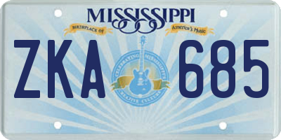 MS license plate ZKA685