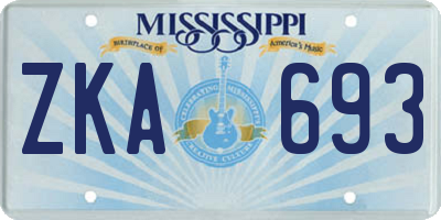 MS license plate ZKA693