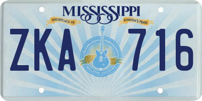 MS license plate ZKA716
