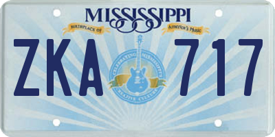 MS license plate ZKA717