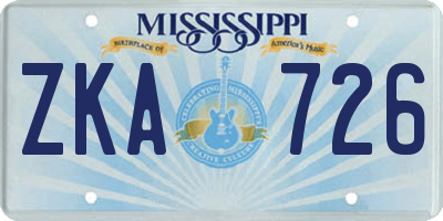 MS license plate ZKA726