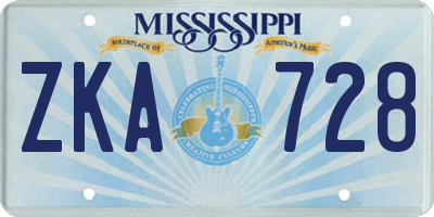 MS license plate ZKA728