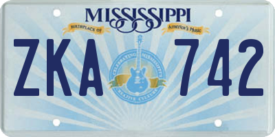 MS license plate ZKA742
