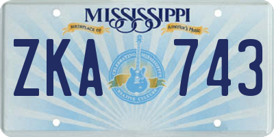 MS license plate ZKA743