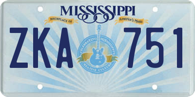 MS license plate ZKA751