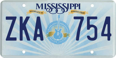 MS license plate ZKA754