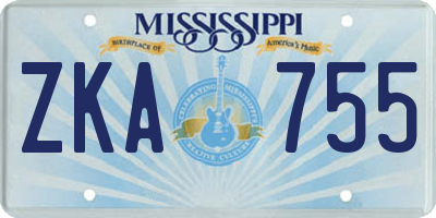 MS license plate ZKA755
