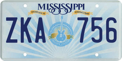 MS license plate ZKA756