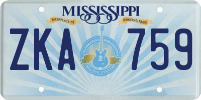 MS license plate ZKA759