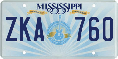 MS license plate ZKA760