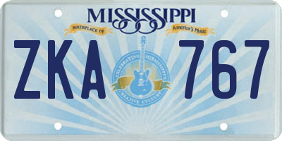 MS license plate ZKA767