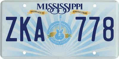 MS license plate ZKA778