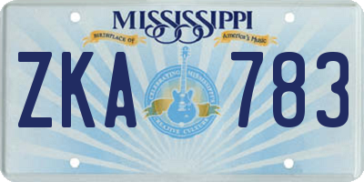 MS license plate ZKA783