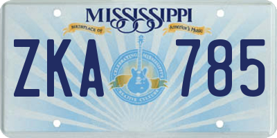 MS license plate ZKA785