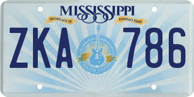 MS license plate ZKA786