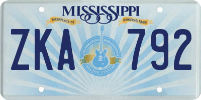MS license plate ZKA792