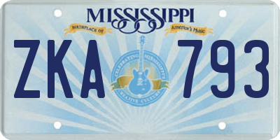 MS license plate ZKA793