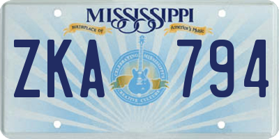 MS license plate ZKA794