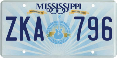 MS license plate ZKA796