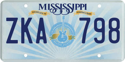 MS license plate ZKA798