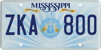 MS license plate ZKA800