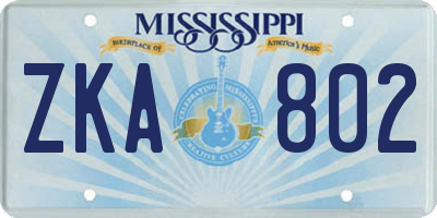 MS license plate ZKA802