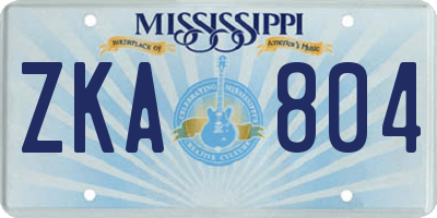 MS license plate ZKA804