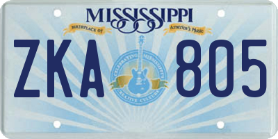 MS license plate ZKA805