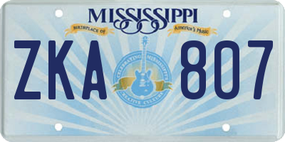 MS license plate ZKA807