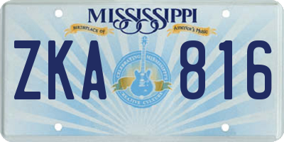 MS license plate ZKA816