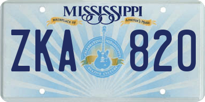 MS license plate ZKA820