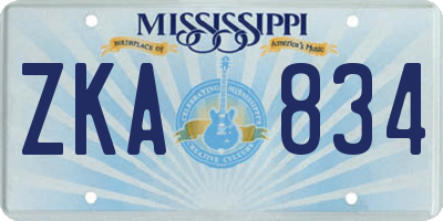 MS license plate ZKA834