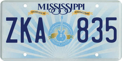 MS license plate ZKA835