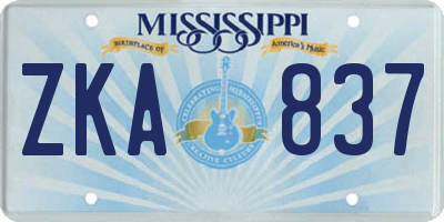 MS license plate ZKA837