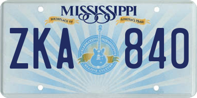 MS license plate ZKA840