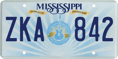 MS license plate ZKA842