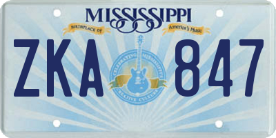MS license plate ZKA847