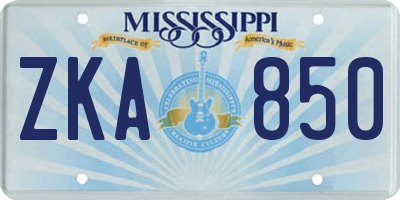 MS license plate ZKA850