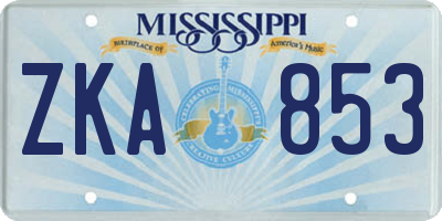 MS license plate ZKA853