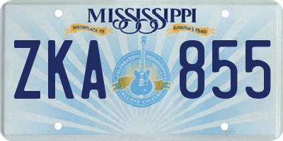 MS license plate ZKA855