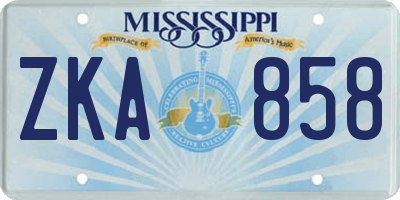 MS license plate ZKA858