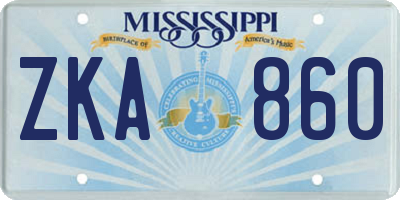 MS license plate ZKA860