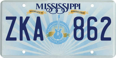 MS license plate ZKA862