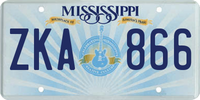 MS license plate ZKA866