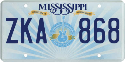 MS license plate ZKA868